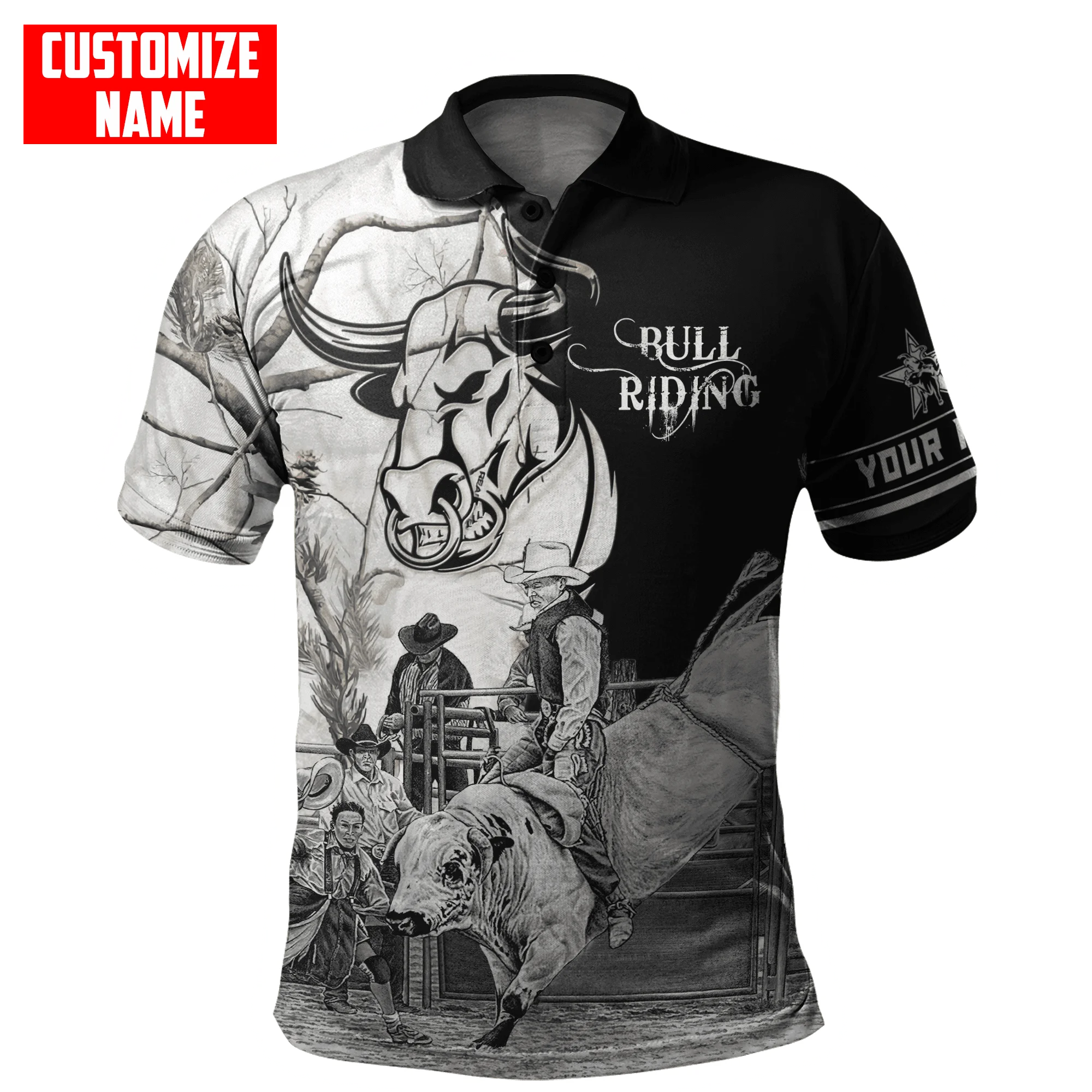 Personalisierter Name Bull Riding 3D All Over Bedrucktes Herren-Poloshirt Sommer Kurzarm-T-Shirt Street Casual POLO-Shirt Tops WK18 – Detail 19