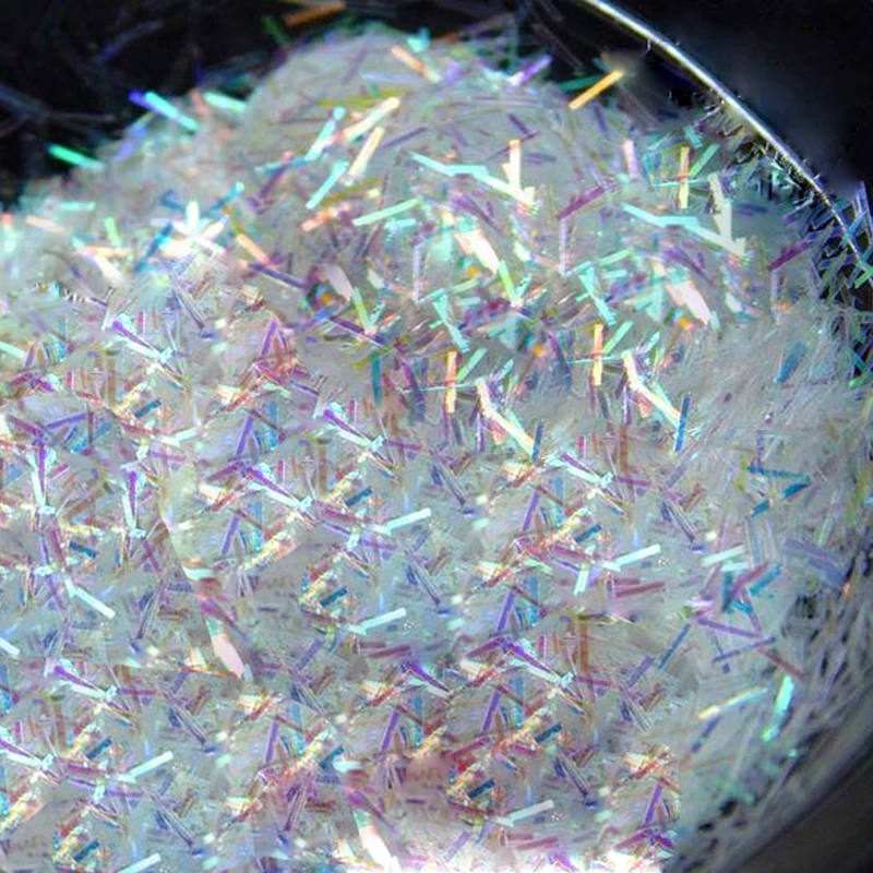 Iridescent Holographic Silver/Red Nail Art Glitter Flakes - 10ml