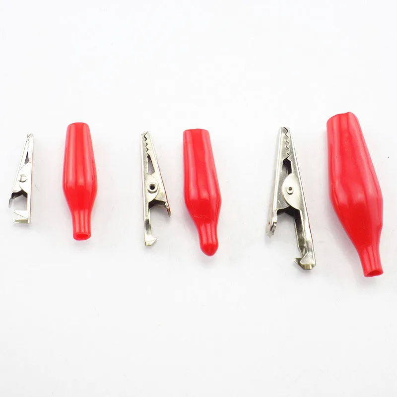 Alligator Clips 28mm 35mm 45mm Electrical Alligator Clip Test lead cable Metal Meter Clamp Testing Probe Crocodile Black Red Cover moto bike DIY