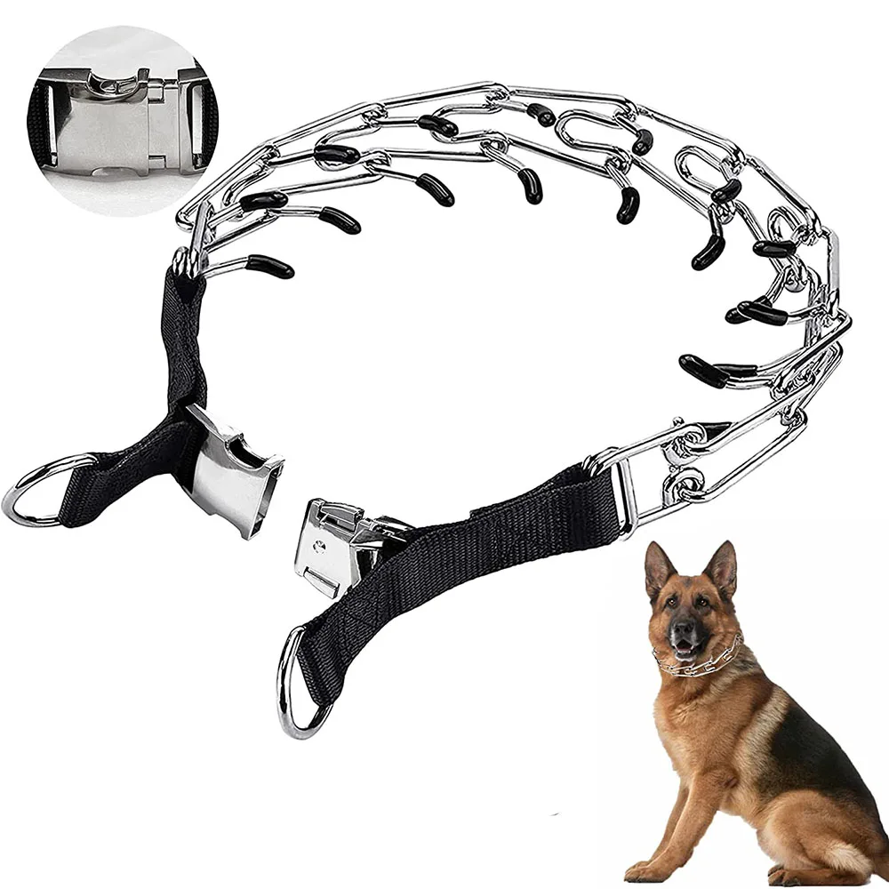 Dog Collar for Anti-Pull Training Quick-Release Metal Buckle Adjustable Stainless Steel Collar for Dogs Pet Prong Choke