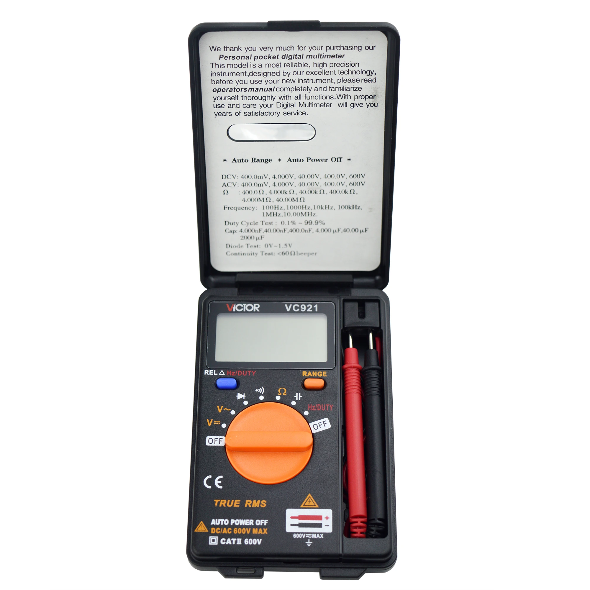 VICTOR VC921 Digital Multimeter DMM Integrated Personal DC AC Voltage Meter Pocket Capacitance Resistance Frequency Tester