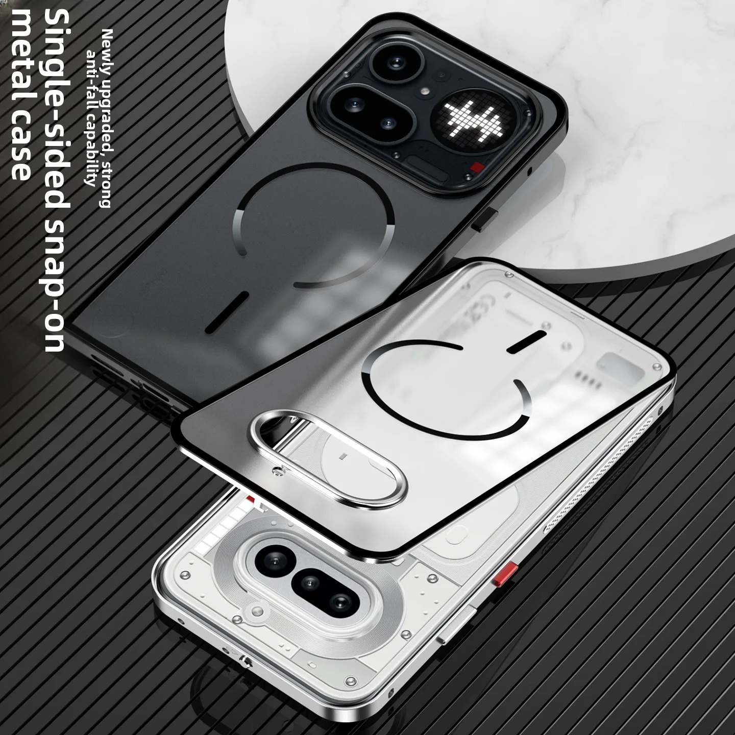 Sleek Magnetic Protective Case with Metal Back Plate and Acrylic Cover