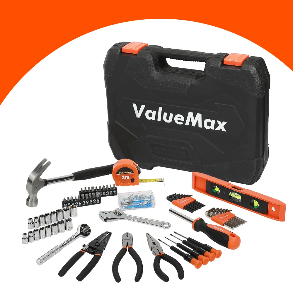 ValueMax 8PC-150PC Home Tool Set for Home Repair Tool Set Household Kits With Screwdrivers Pliers Hammer Utility Knife Box