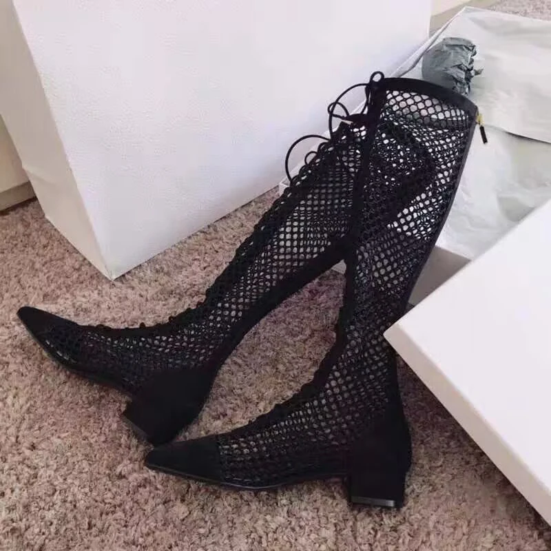 Patchwork Thick Heels