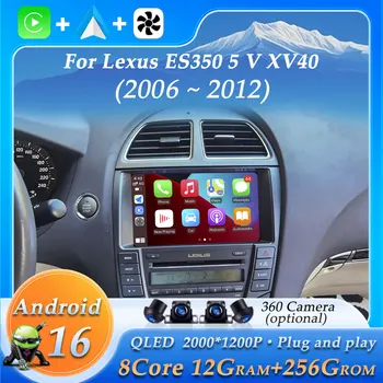 Radio para Auto con CarPlay Inalámbrico para Lexus ES350 5 V XV40 2006-2012, Reproductor Multimedia de Video y Audio, Pantalla Táctil 2K, Unidad Principal Sin 2 DIN 1