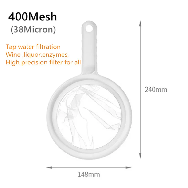 Colino da cucina in nylon ultra fine, setaccio in plastica a rete fine con manico, strumento da cucina per latte di soia, caffè, latte, yogurt, succhi