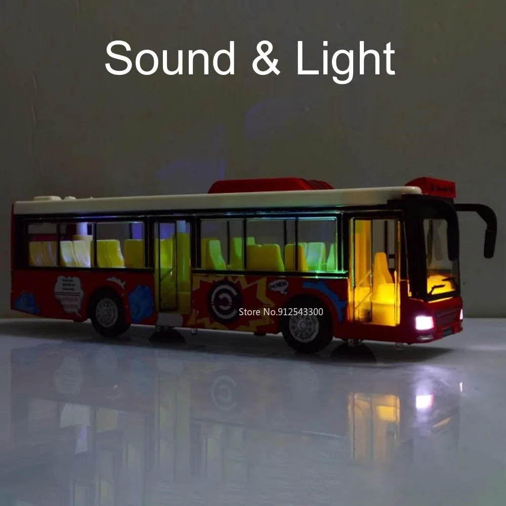 1/36 Single Bus Model Car Toy Metal Die-cast Sound Light