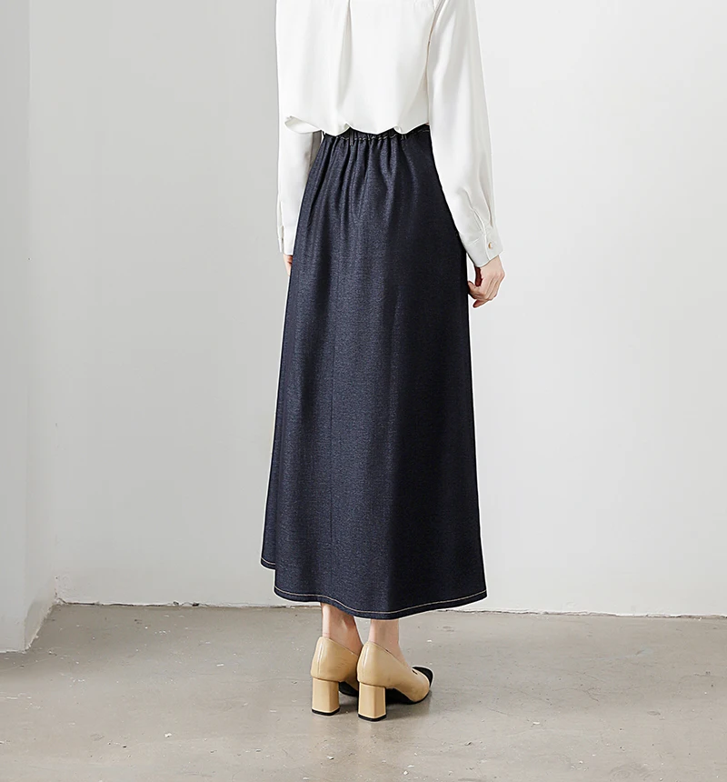 REALEFT Vintage High Waist Denim Women's Umbrella Skirts 2025 New Spring Summer Solid Casual Loose A-line Long Skirts Female