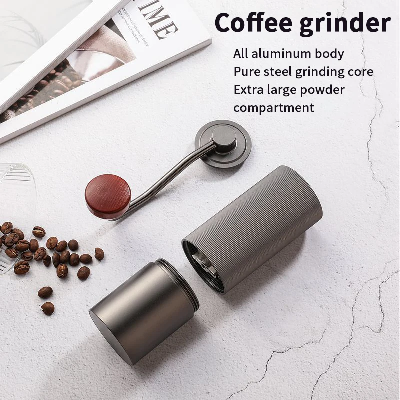 High Quality Aluminum Manual Coffee Grinder Stainless Steel Burr Coffee Grinder Mini Coffee Milling Tools 2