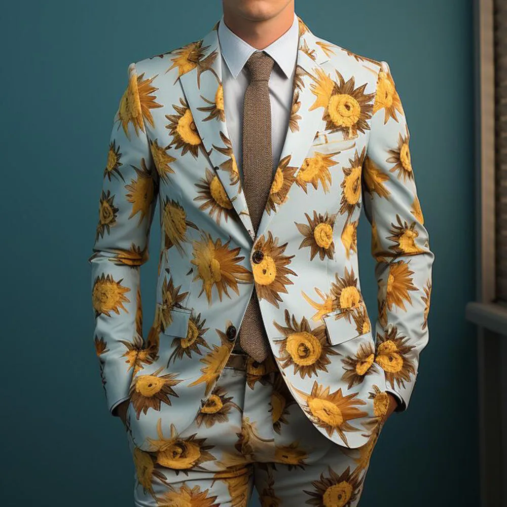 

Новинка лета, модный мужской костюм из двух предметов с абстрактным 3D-принтом, повседневный фотокостюм Funny4181