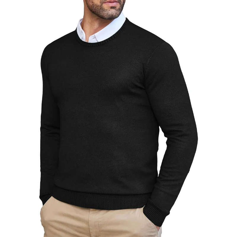 Autumn Men's Dress Crew Neck Sweater Slim Fit Lightweight Sweatshirts Knitted Pullover Casual Fashion Long Sleeve Sweater 2