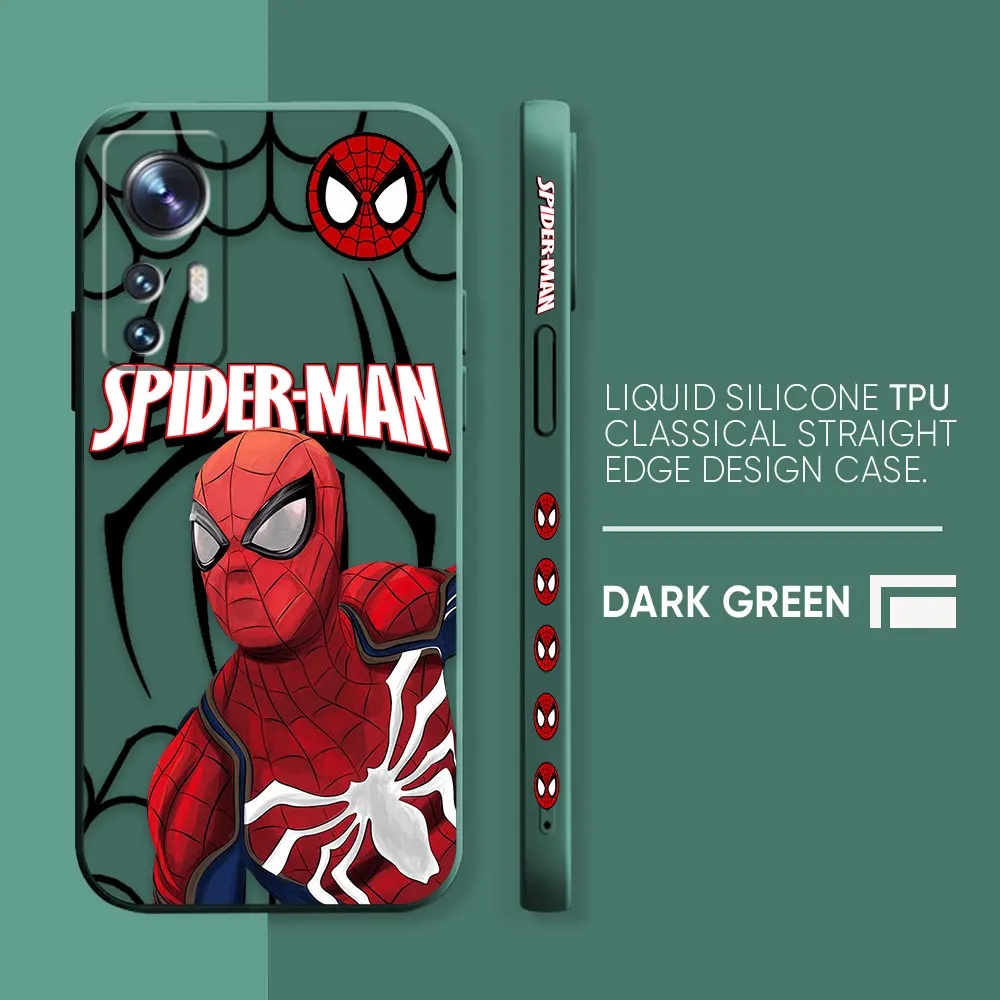 thumbnail image 1 of Case For Xiaomi 13 12 12S 11 11T 10 10S 9 9SE 8 8SE Pro Ultra Lite Colour Simple Liquid Silicone Case Marvel's Hero Spider-Man, 1 of 5