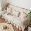 Ruffled Solid Color Sofa Covers Four Seasons Washable Cotton Linen Dustproof Couch Slipcovers Bohemian Decor Furniture Covers 4