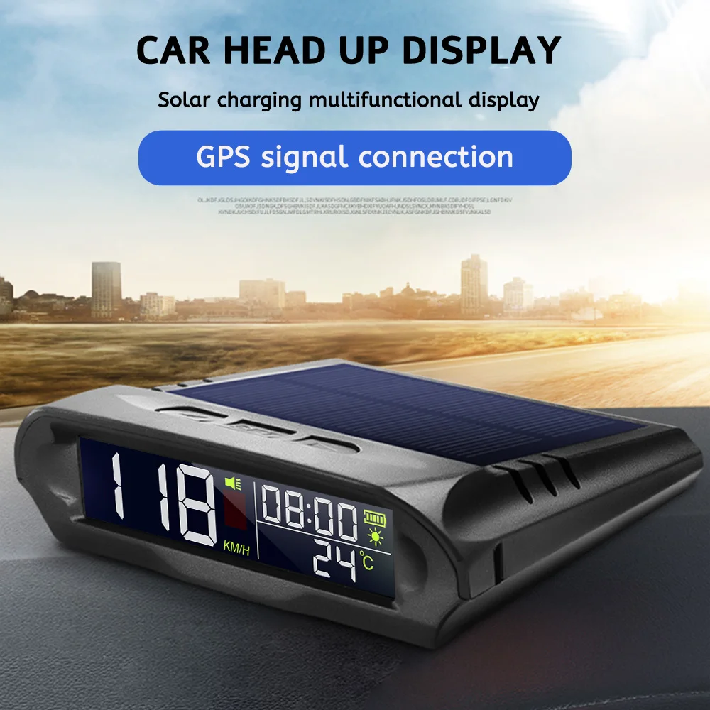 HUD 무선 헤드 업 디스플레이 GPS 속도계 태양열 자동차 시간 고도 온도 속도 알람 속도 프로젝터 온보드 컴퓨터