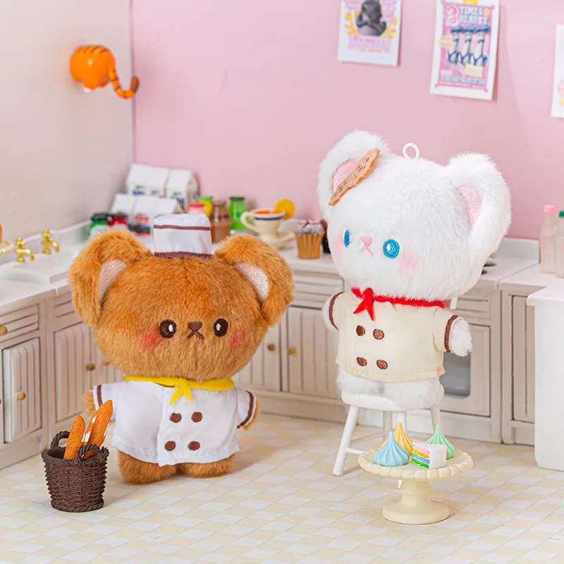 

fashione new Cute delicate New kitchen bear plush toy Plush Doll funny keychain pendant sweet couple doll birthday gift