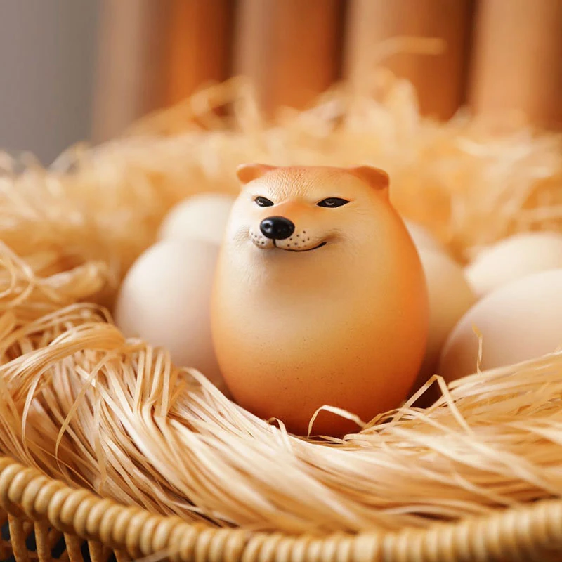 

Creative Shiba Inu Realistic Eggs Shape PVC Desk Decor Dog & Egg Union Decorations For Home Offices Fun Christmas New Year Gifts