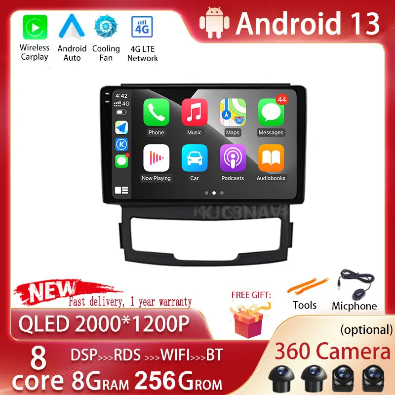 

9‘’ Android 13 For SsangYong Korando 3 Actyon 2 2010 - 2013 Car Radio Multimedia Video Player Navigation GPS No 2Din 2 Din Dvd
