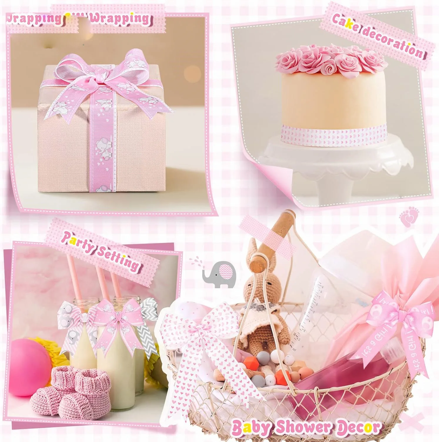 5 야드 너비 2.2cm 핑크/블루 베이비 리본 트림 레이스 세트 보우 공예 수제 DIY 상자 포장 미술 봉제 액세서리 ?