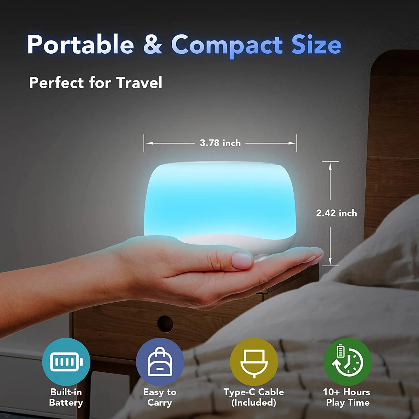 White Noise Machine Sleep Aid Device Desktop White Noise Machine Sleep Sound Machine Baby Sleep Soother 7 Colors 34 Soothing Sounds 32 Levels Adjustable Volume