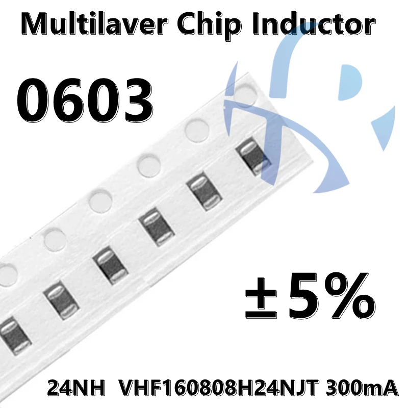 

(50pcs) 0603 24NH ±5% VHF160808H24NJT 300mA 22/33/47/68/82/100NH ±0.3NH ±5% SMD Multilaver Chip High Frequency Inductor