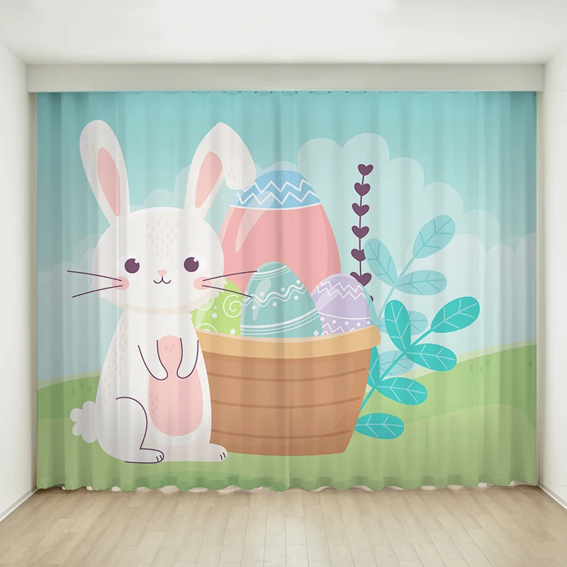 

New 2023 Blackout Curtain Cartoon Rabbit Cute Curtain for Children Girls Bedroom Living Room Window Curtain 2 PCS 90% Shading