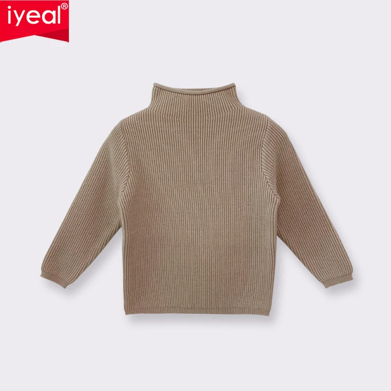 

IYEAL Kids Casual Knitted Pullovers Clothes Infant Baby Girls Cute Solid Color Sweater Boys Long Sleeve Warm Turtleneck Knitwear