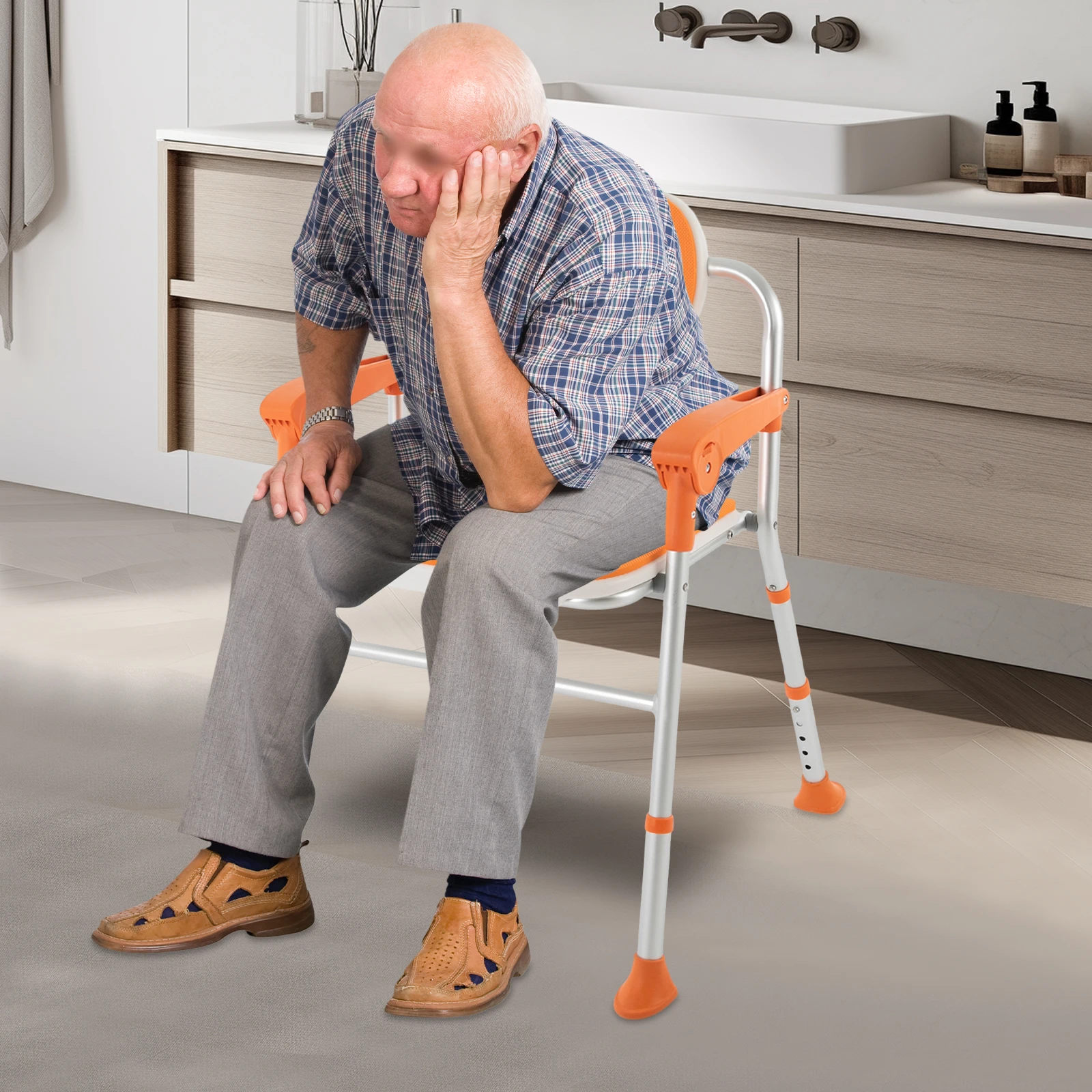 Foldable Shower Seat Shower Stool for Seniors Folding Bath Chair Heavy Duty Shower Chair with Armrests and Backrest for Hygiene 5