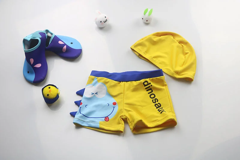 Swimming Trunks for Boy Cartoon Dinosaur Children's Swimsuit with Swimming Cap Toddler Baby Boys Bathing Suit Kids Swim Shorts