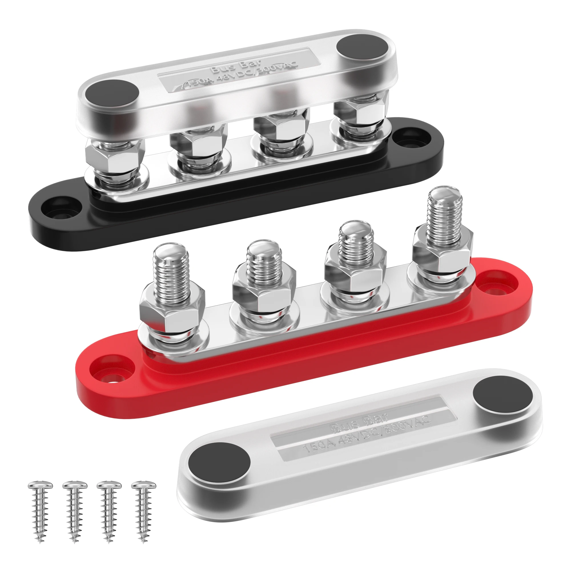 300A Bus Bar Stroomverdeling Blok DC 48V M8 Terminal Studs Batterij Junction Blok voor Auto Voertuig RV Boot (Rood