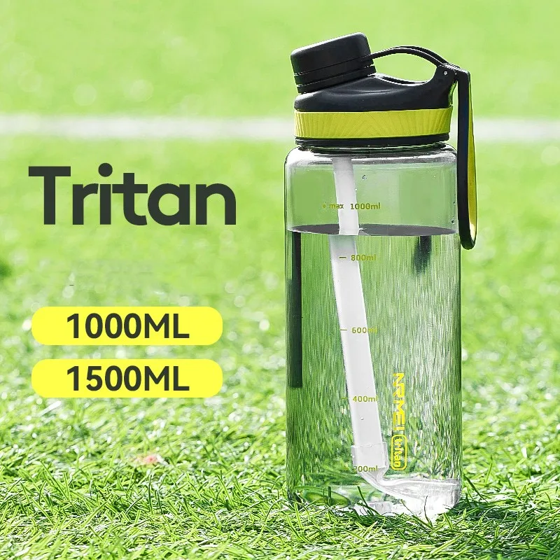 

Sports Water Bottle 1 Litre with Straw and Handle,Plastic Tritan Drinking bottles Portable Travel Bottles Sports Fitness Cup
