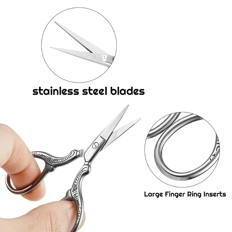 3.58in Embroidery Scissors Stainless Steel Stork Scissors 1pc For Crafting Sewing and Everyday Use