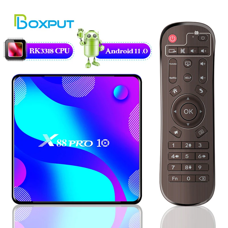 

Приставка Смарт-ТВ X88 PRO 10, Android 11, 4 + 64/32/128 ГБ, Android 2,4