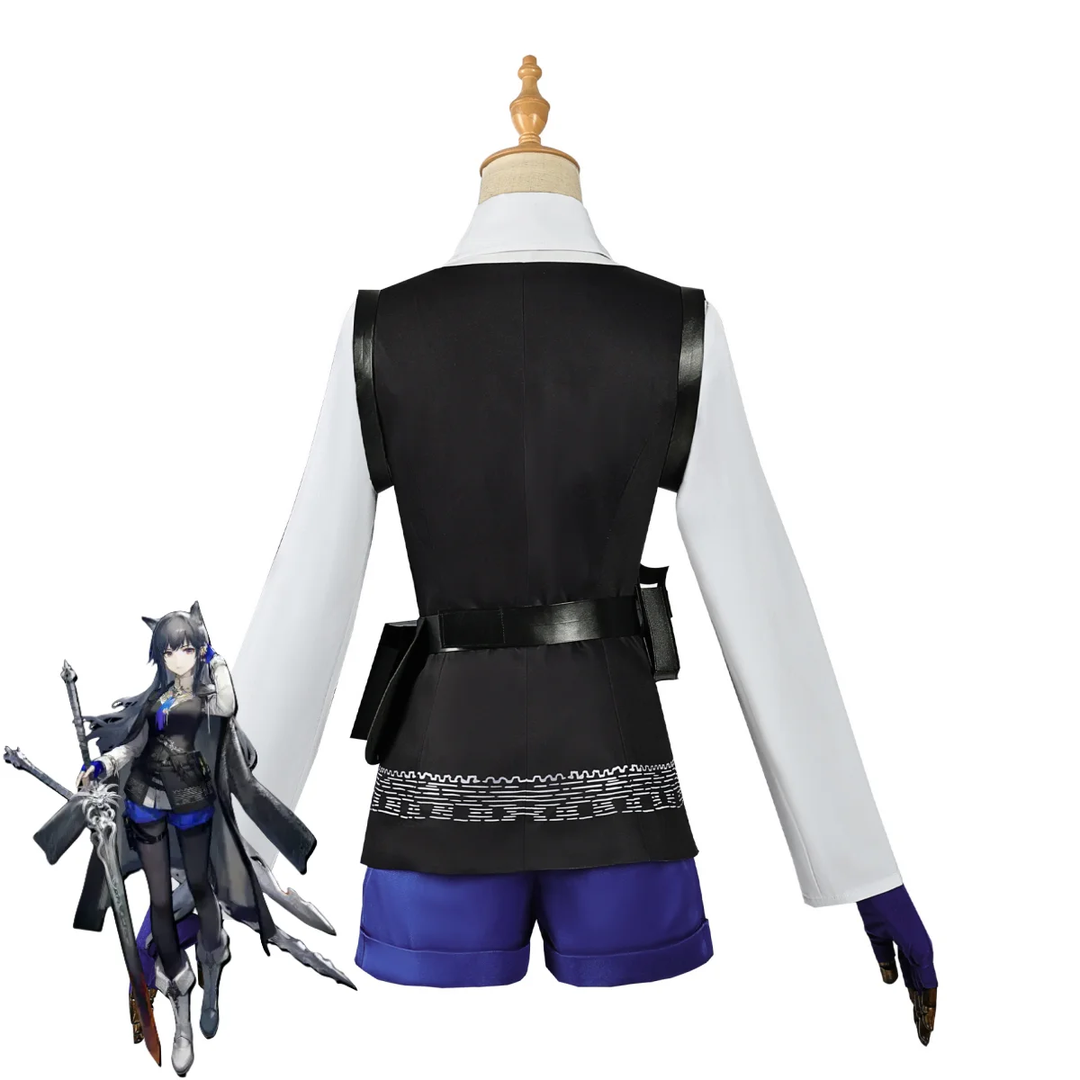 Arknights: Texas the Omertosa | Fantasy Grey Cloak and Coat Cosplay Costume Set 64 Fantasy Grey Cloak Coat Cosplay Costume