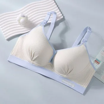 Fashion Double Buckle Nursing Bra Push-up Anti-sagging Maternity Bra Convenient Soft Pregnancy Bralette for Breastfeeding 1
