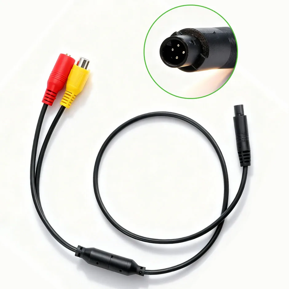 4 Pin To RCA Female Adapter Cable Harness Cord 12V for Car Reverse Backup Camera, Transmits CVBS Video Signal and Power Supply
