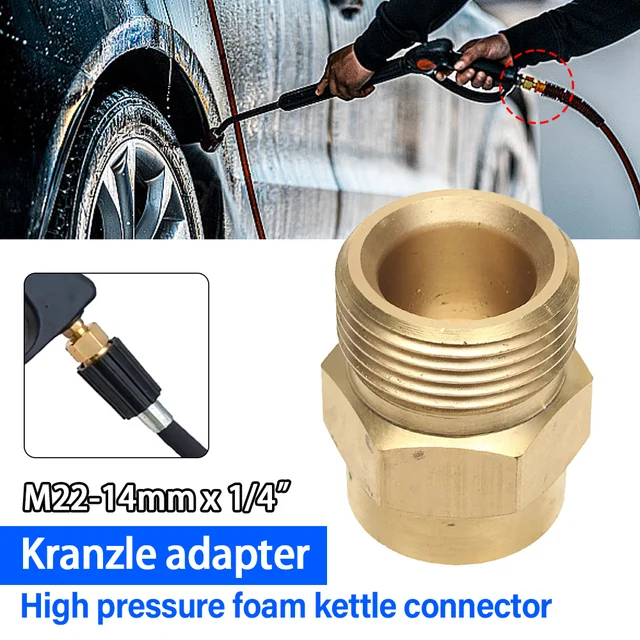 Adattatore Ottone M22 Femmina (22mm) A Maschio 14mm Per Idropulitrice - Nuovo