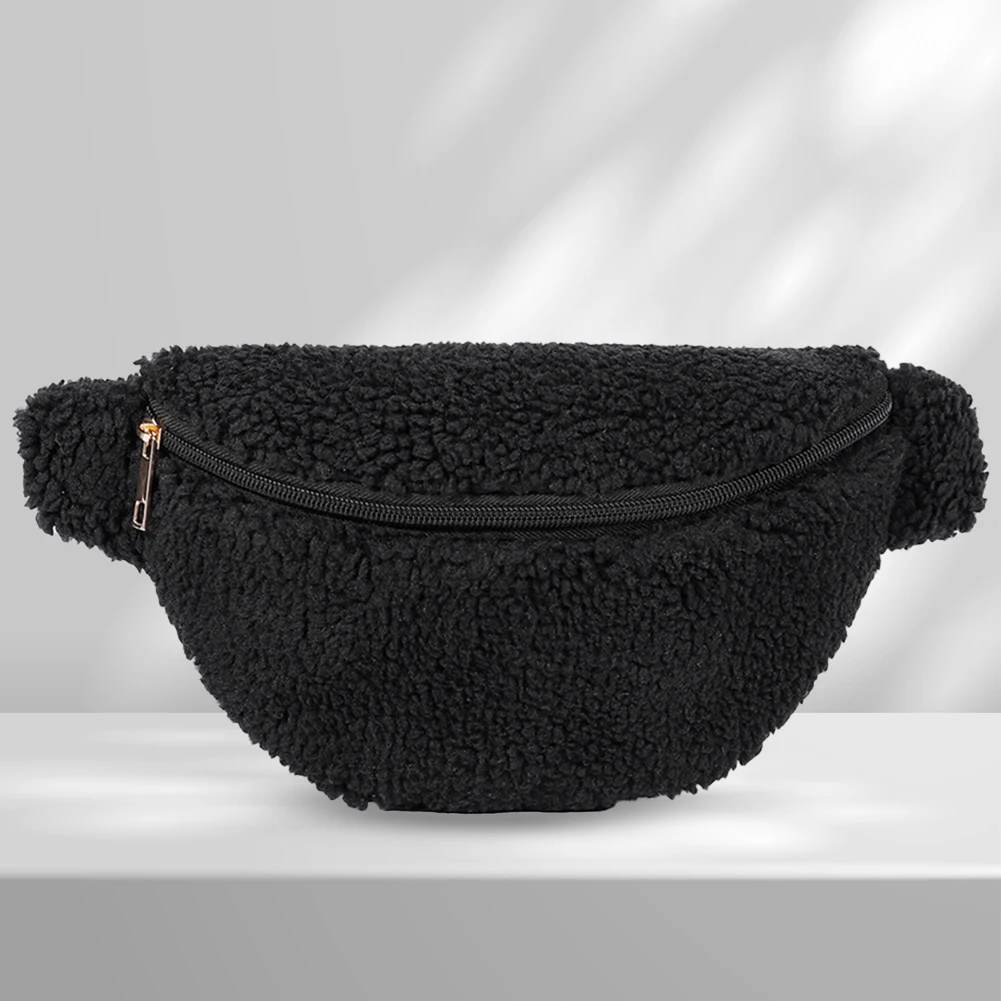 Fuzzy Crossbody Bag Zipper Closure Faux Fur Purse