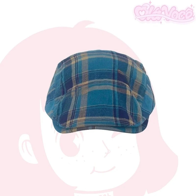 帽子 beautiful b.E Hat (Blue Plaid / White) Checkerboard Blue White Plaid Beanie Hat for Men Women