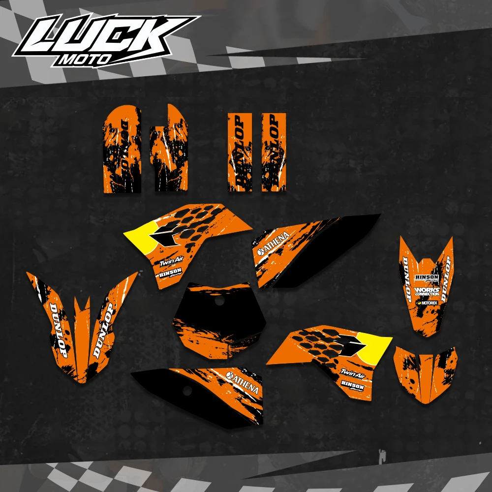 LUCKMOTO Motorcycle Full Graphic Background Decal Sticker for KTM SX50 50CC KTM50 MT50 MINI ADVENTURE 2009- 2013 Customize hlmt new team graphics decals sticker background for ktm sx50 sx 50cc 50 mini adventure mt50 mtk50 ktm50 2002 2008