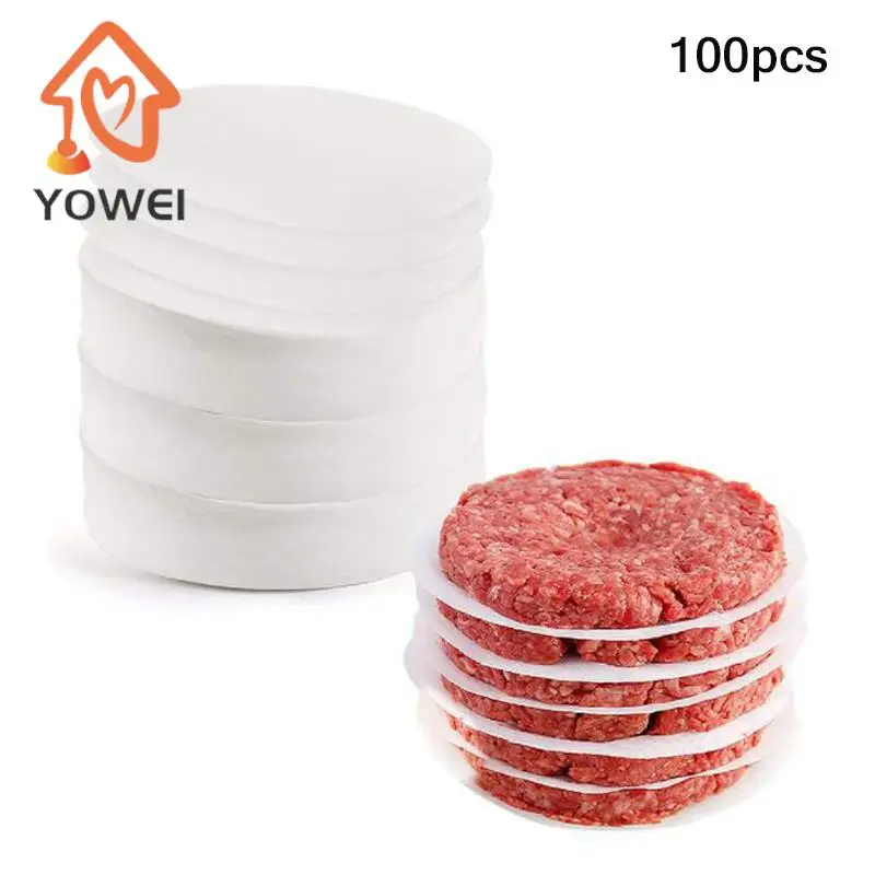 100Pcs 11CM Round Hamburger Pressure Meat Paper Oil Blotting Paper Oven Grill Sheet Patty Separation Kitchen Tools