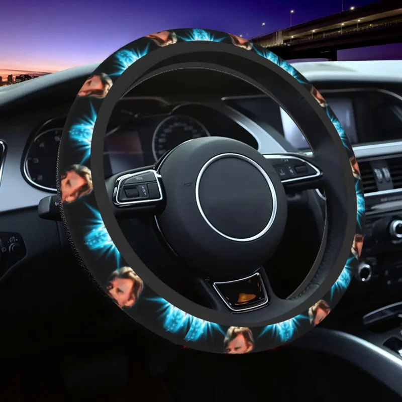

37-38 Steering Wheel Cover Johnny Hallyday Rock Star Universal French Singer Collage -Styling Elastische Car Accessories
