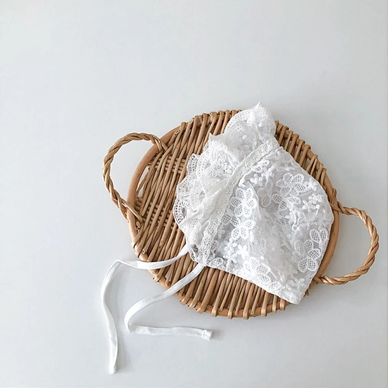 

Newborn Photography Props Princess White Hat Lace Flower for Sun Hat Cotton Bean
