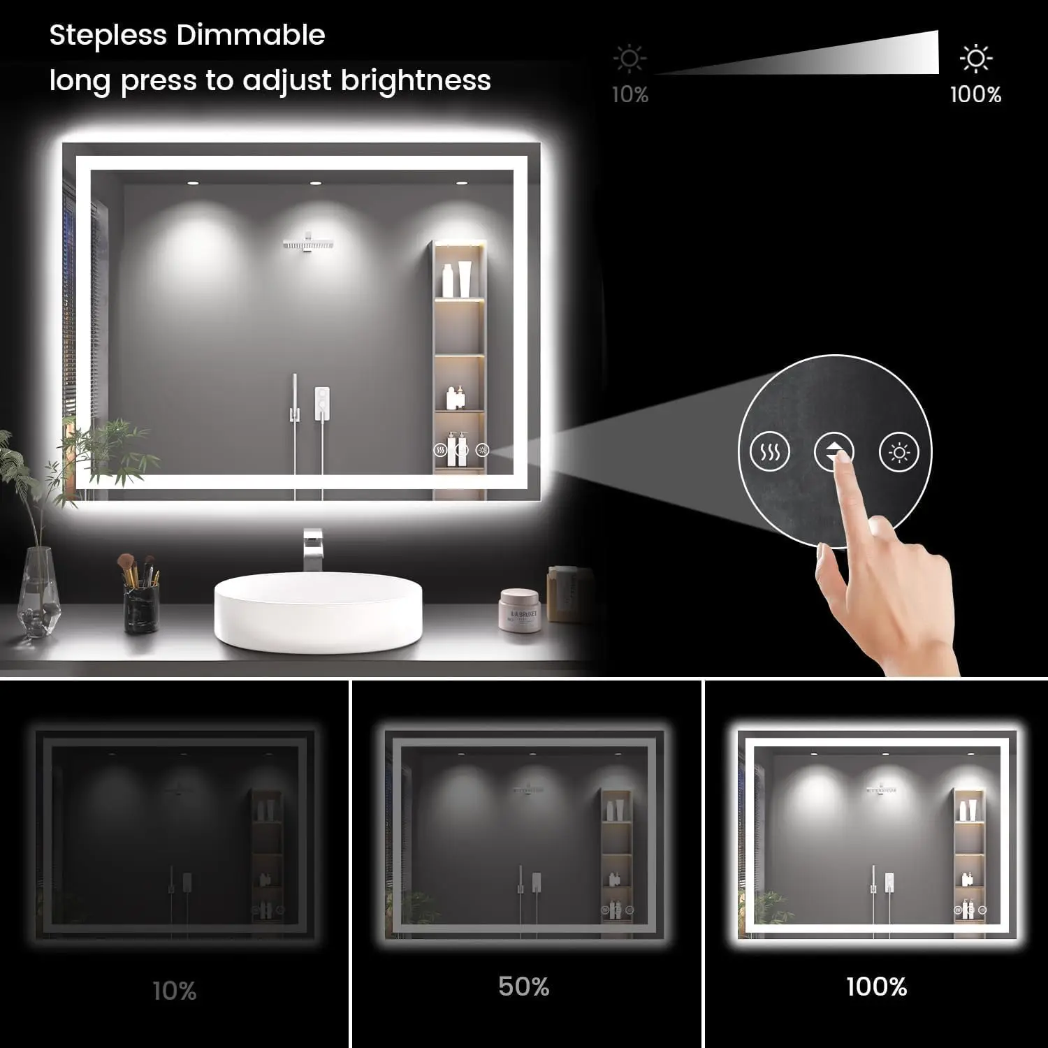 40X30 LED Bathroom Mirror with Lights, Anti-Fog, Backlit + Front Lit, Lighted Bathroom Vanity Mirror for Wall, Memory Function,