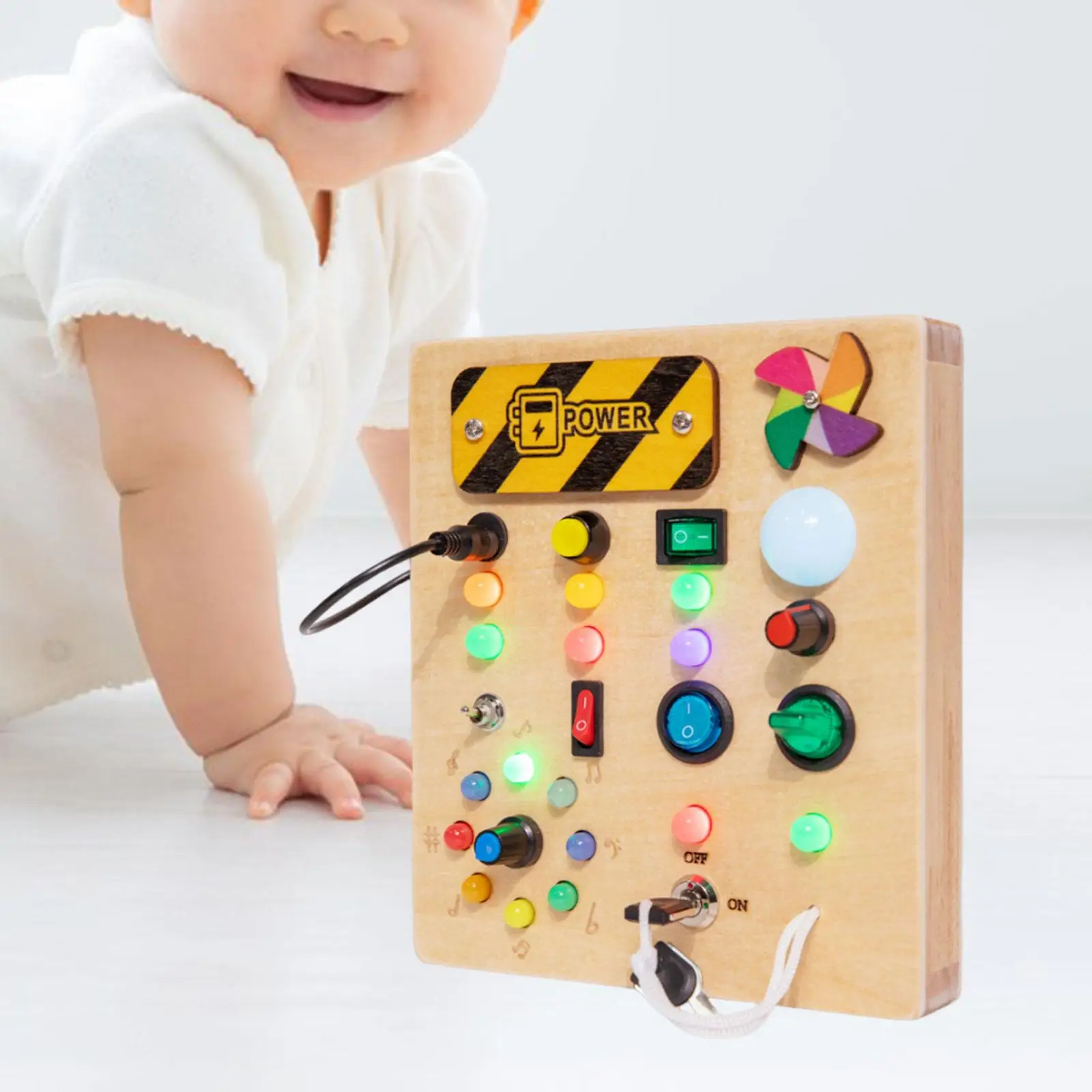 Lights Switch Busy Board Montessori Toy Cognition Game Travel Toy Basic Motor Skills for Boys Girls Toddlers Birthday Gifts