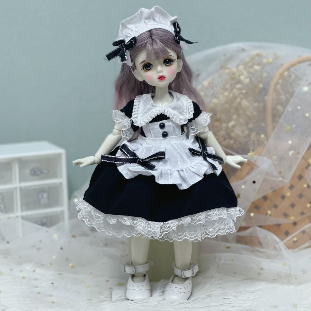 Lorita 1/6 BJD Doll Clothes Fashion Pretty Cute Maid Outfit with Headwear Lorita Dress Children