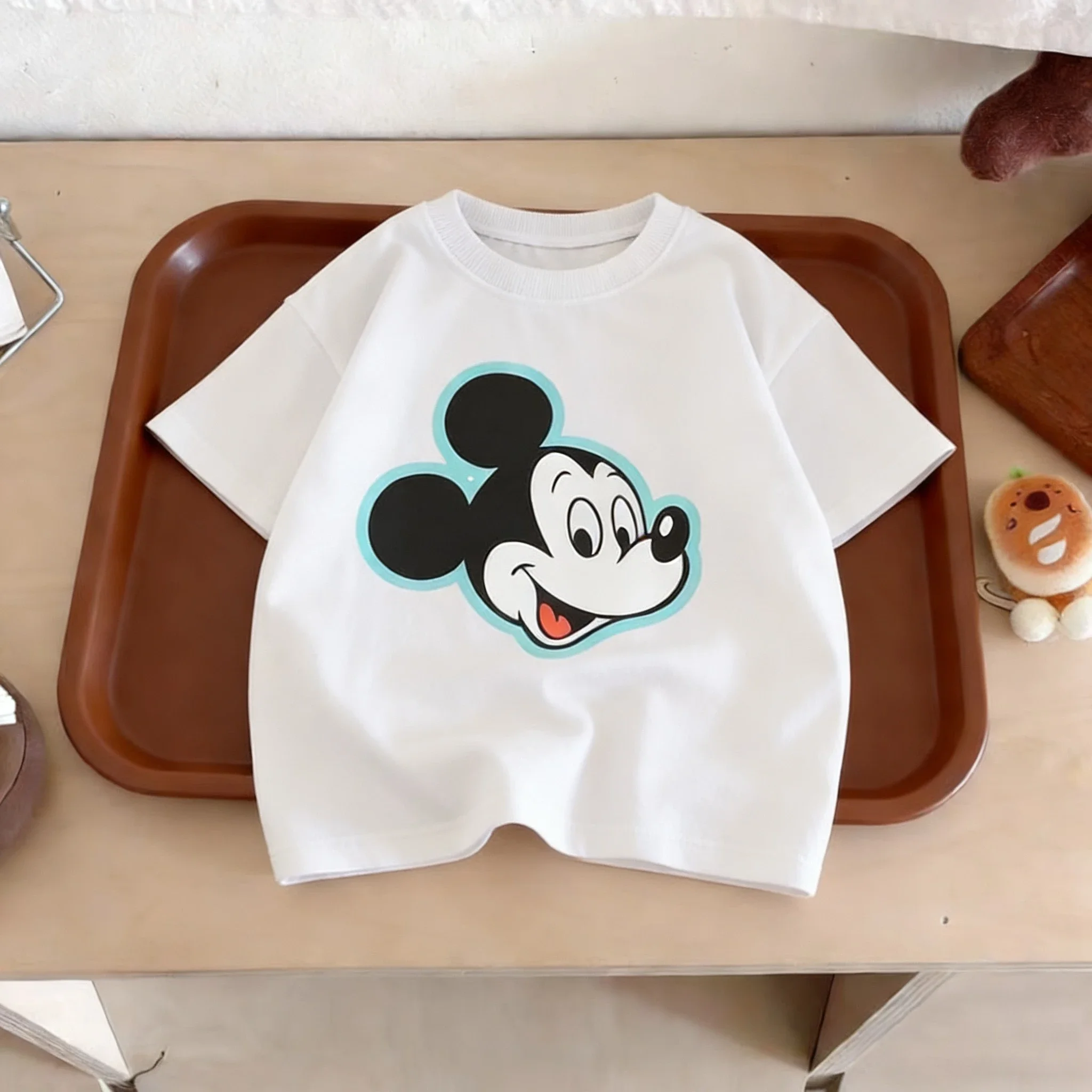 قميص ديزني هوني بوت دونالد داك الصيفي للأطفال بنمط كرتوني بأكمام قصيرة - تي شيرت ناعم للأولاد والبنات