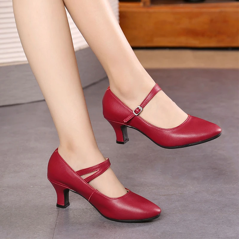 Zapatos de baile salón modernos para mujer, calzado de Tango con punta cerrada cuadrada, suela de de gamuza de Vals, para practicar baile| Calzado de - AliExpress