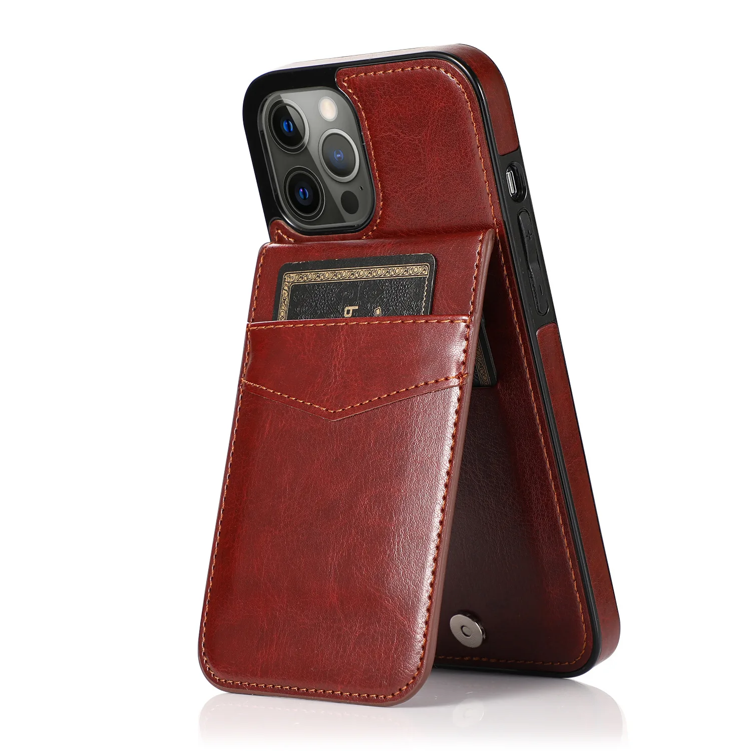 Luxury Leather Card Holder Flip Case - Designer Fashion Phone Cover