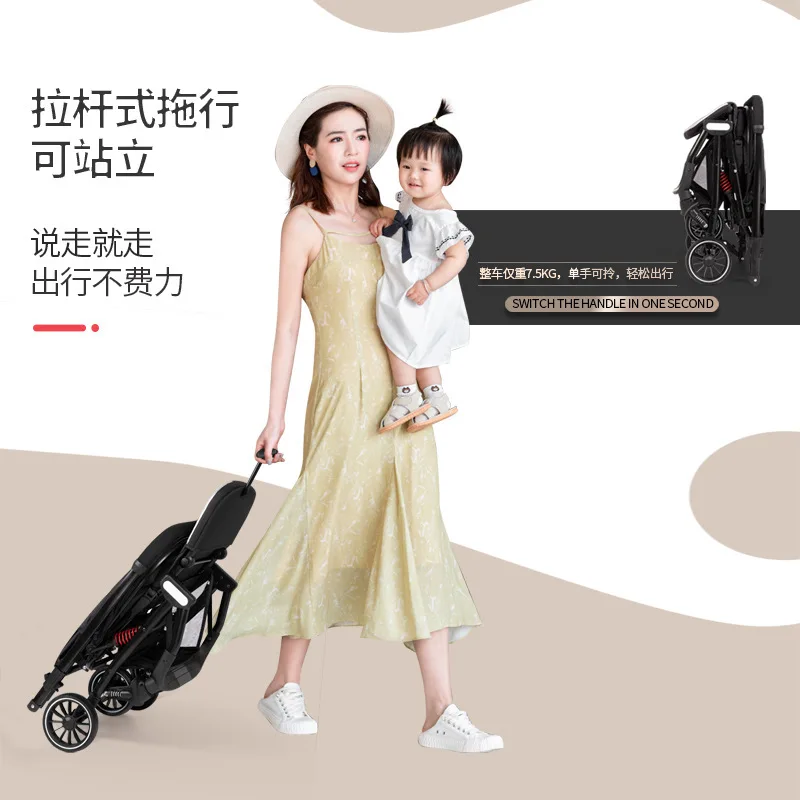 Sitting and Lying Stroller Lightweight Folding in Summer Two-way High Landscape Four-wheel Shock Absorption Baby Stroller