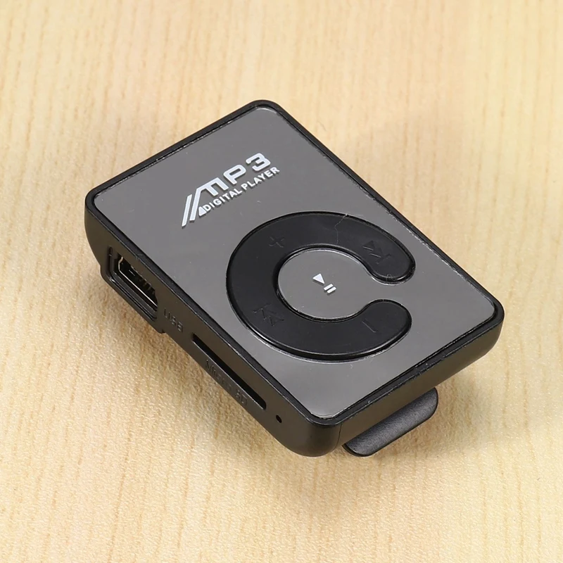 2X Mini Mirror Clip USB Digital MP3 Music Player Support 8GB SD TF Card Black